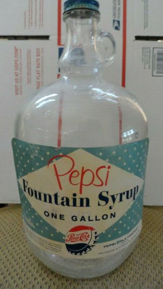 Vintage Pepsi Fountain Syrup 1 Gallon Glass Jug