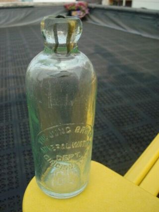 Circa 1880s Jung Brewing Mineral Water Hutchison Bottle,  Cincinnati,  Ohio