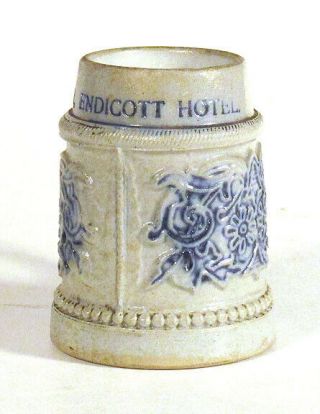 1910s Antique Endicott Hotel Concord Nh Miniature Stoneware Stein Mug Tankard