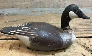 Vintage 6 " Hand Carved Wooden Duck Goose Signed Clarence Bauer 1984