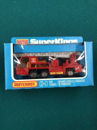 Vintage Matchbox K - 9 Kings Fire Truck Tender Unpunched 1978