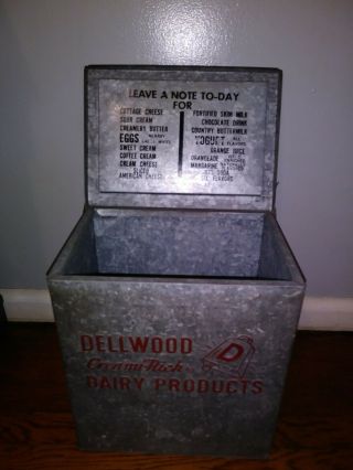 Antique Milk Porch Box Dellwood Dairy Dairies Vintage Galvanized Tin,  Yonkers Ny