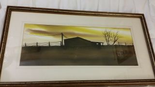 Artist Jerry Johnson 1980s Country Watercolor Painting Framed Signed