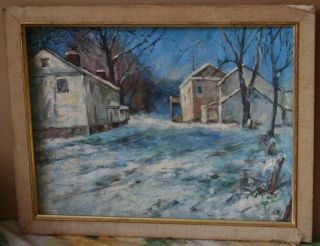 Vintage Landscape Oil Painting Winter Scene