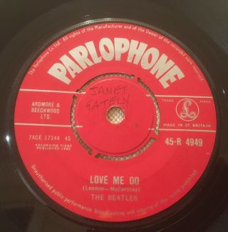 Beatles Love Me Do 1962 Uk 1st 7” Red Parlophone 7xce 17144 - 1n Zt Tax Code Vg