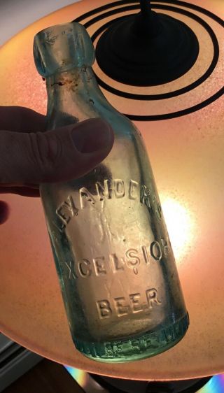 Old Kinderhook Ny Alexander’s Excelsior Beer Bottle Blob Top 1800s Advertising