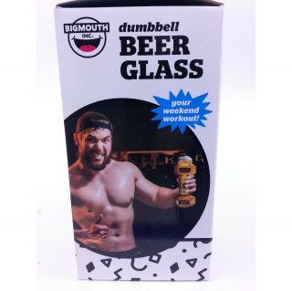 Bigmouth Inc.  Dumbbell Drinking Glass For Beer Holds 24oz Novelty Drink Wear