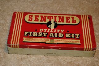 Vintage Sentinel Utility First Aid Kit Empty Metal Box