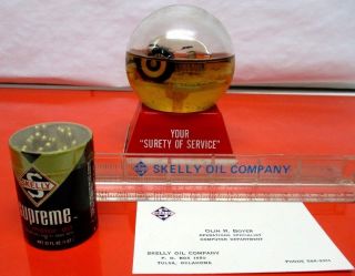 Vintage Skelly Gas Oil Hood Tires Glass Snow Globe Dome Can Matches Ruler Sign