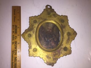 Early Religious German Oil On Copper Miniature,  With Hand Made Gilt Copper Frame