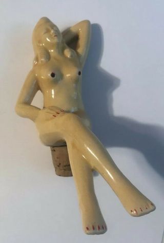 Vintage Nude Girl Cork Bottle Stopper.  This Is Old Man’s Private Stuff