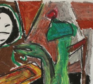 Czech avant garde abstract cubist pastel painting,  signed E.  Filla 4