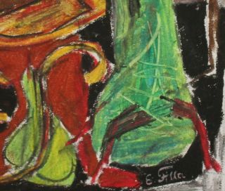 Czech avant garde abstract cubist pastel painting,  signed E.  Filla 7