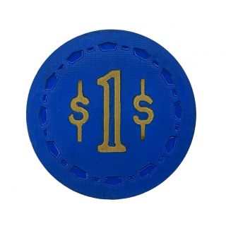 Poker Chip Elks Lodge 643 Riverside CA Blue Small Crown Mold TR King BPOE $1 3