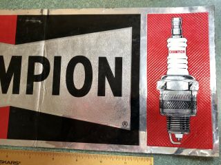 NOS Vintage 60s Champion Dependable Spark Plugs Foil Sticker Decal Fair 3