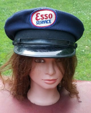 Vintage 1950s Esso Gas Service Station Attendant Cap Hat Sz 7 1/4 Petroleum