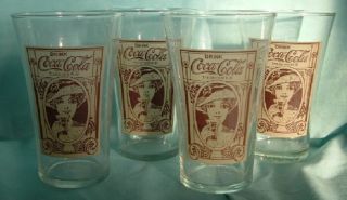 16 Oz.  Coca Cola Glass Re - Creation Of The Flair Glass Set Of 4