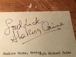 Shakira Caine Autograph,  Wife Of Michael Caine,  “son Of Dracula” 1974