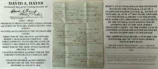 Judge Newark Essex County Jersey Director Horse Car Railroad Letter Signed