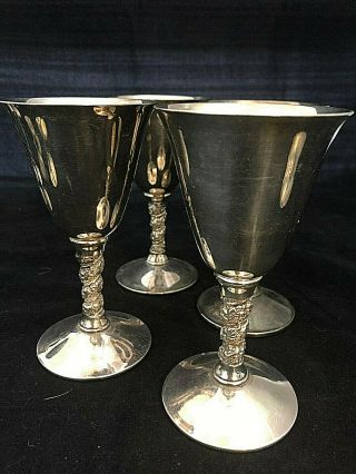 Collectors: Set Of 4 Spanish Falstaff Silver Plated Wine Goblets $1 Start