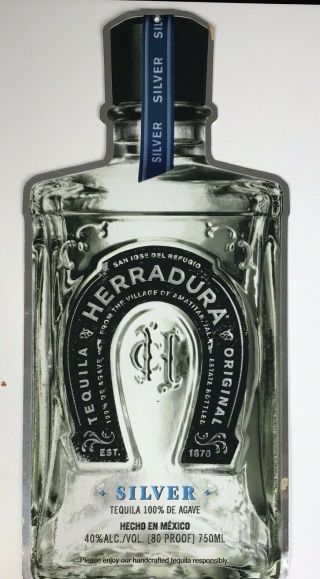 Herradura Tequila Sign Tin Metal Silver Agave Hecho En Mexico 23 X 11
