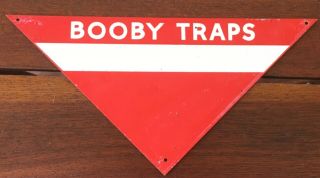 Rare Vintage Australian Army Booby Traps Tin Sign