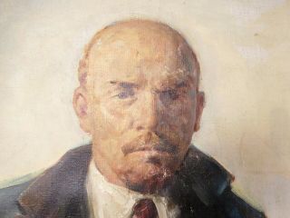 Soviet Russian Big Oil painting on canvas portrait of V.  Lenin 70s USSR 3