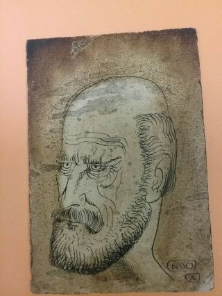 Leon Dusso Elderly Man 1976 Painting Rare One Of A Kind