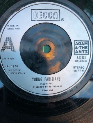 Adam And The Ants Young Parisians Lady Rare Silver Label