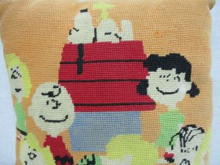 1960 ' S PEANUTS CHARLIE BROWN SNOOPY & GANG CROSS STITCHED PILLOW ONE OF A KIND 1 2