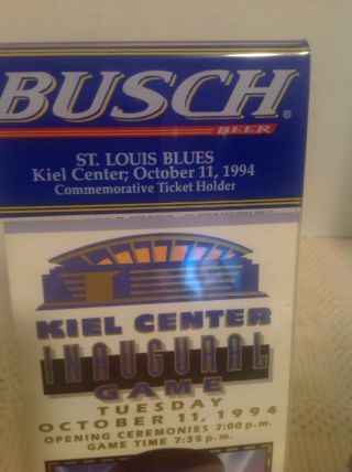 Vintage Beer Busch Hockey 1994 - 95 ST.  LOUIS BLUES HOME OPENER TICKET Sign 2