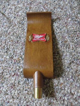 Miller High Life Beer Wood Swag Double Sided Tap Handle Tap Knob Collect Or Use