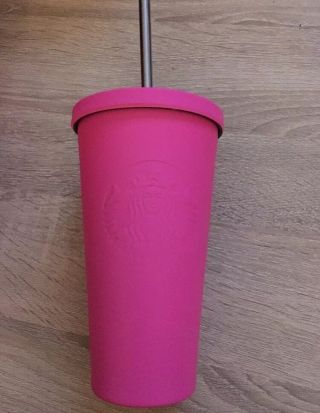 Starbucks Hot Pink Matte Stainless Steel Cold Cup 16oz