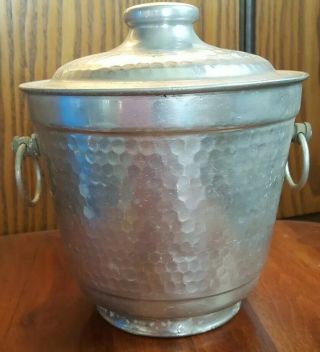 Vintage Italy Hammered Aluminum Ice Bucket With Lid 1960s