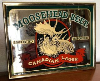 Vintage Moosehead Beer Mirror 12”x9.  25” Canadian Lager Bar Pub Man Cave Sign