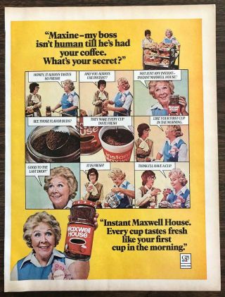 1976 Maxwell House Instant Coffee Ad Maxine Breakfast Cart Actress Vivian Vance