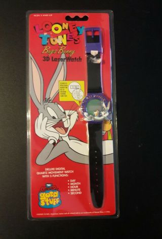 1993 Good Stuff Bugs Bunny Looney Tunes 3d Laser Watch In Pack