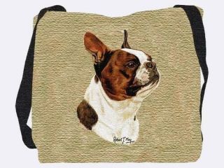 Woven Tote Bag - Boston Terrier (brown) 1180