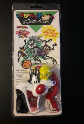 1994 Sports Action Tweety Bird W/sylvester Looney Tunes Stop Watch In Pack