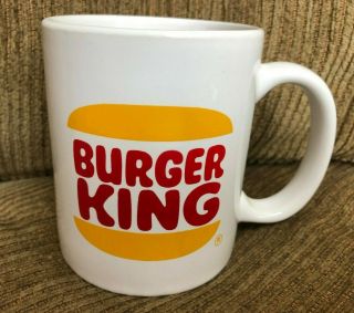 Vintage Burger King Logo White Ceramic 3.  25 " Tall Coffee Tea Mug
