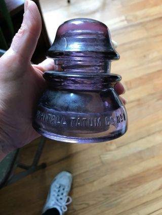 Vintage purple Whitall Tatum co insulator No 1 8