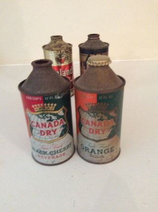2 Canada Dry Cone Top Soda Cans Orange And Black Cherry