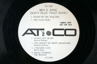 BEN E.  KING - DON ' T PLAY THAT SONG - WHITE LABEL PROMO - VINYL RECORD ALBUM 2