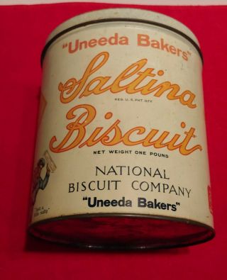 Vintage Saltina Biscuit Tin,  Uneeda Bakers,  National Biscuit Company