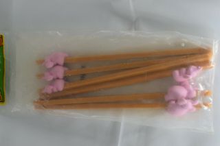 Vintage Hallmark Swizzle Sticks In Package Pink Elephants Collectible