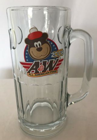 A&w All American Food Souvenir 2008 Root Beer Glass Mug Cup With Bear