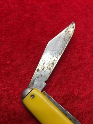 Rare Vintage At All Fountains Coca - Cola 5 Cents Yellow 2 Blade Pocket Knife USA 6