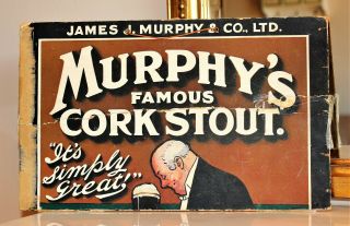 Vintage Murphy Cork Irish Beer Pub Advertising Show Card Sign Bar Old Ireland