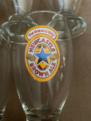4 Newcastle Brown Ale Draft Beer Pint Glass 16oz Imported Craft Beer.