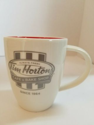 Tim Hortons Coffee Cup Mug 2014 Limited Edition White Logo Red Inside /n 014